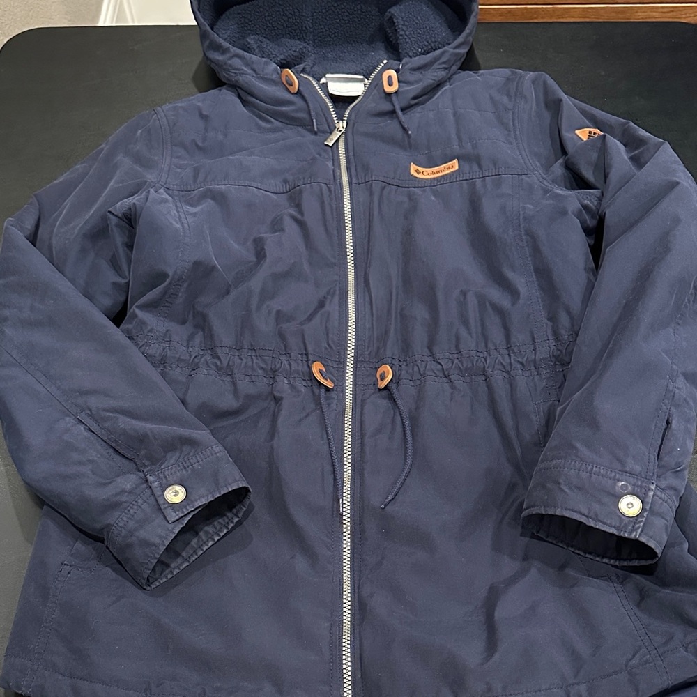 Columbia Dark Blue Chatfield Hill Sherpa Lined Anorak Parka Jacket
